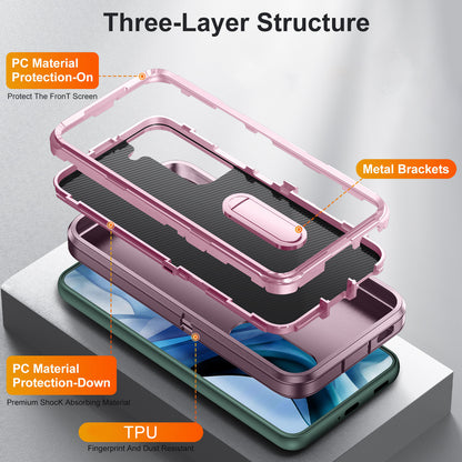 Defender Series Metal Kickstand Phone Case for Samsung Galaxy S22 5G, Drop-resistant PC + TPU Hybrid Cover