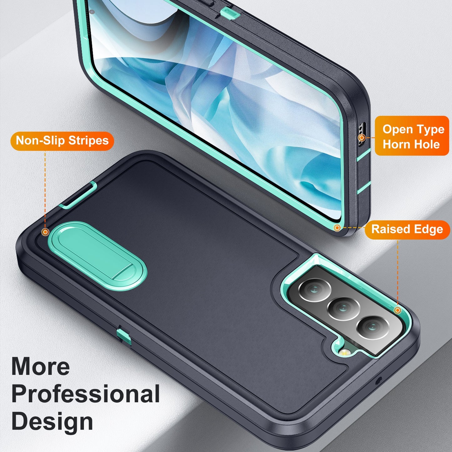 Defender Series Metal Kickstand Phone Case for Samsung Galaxy S22 5G, Drop-resistant PC + TPU Hybrid Cover