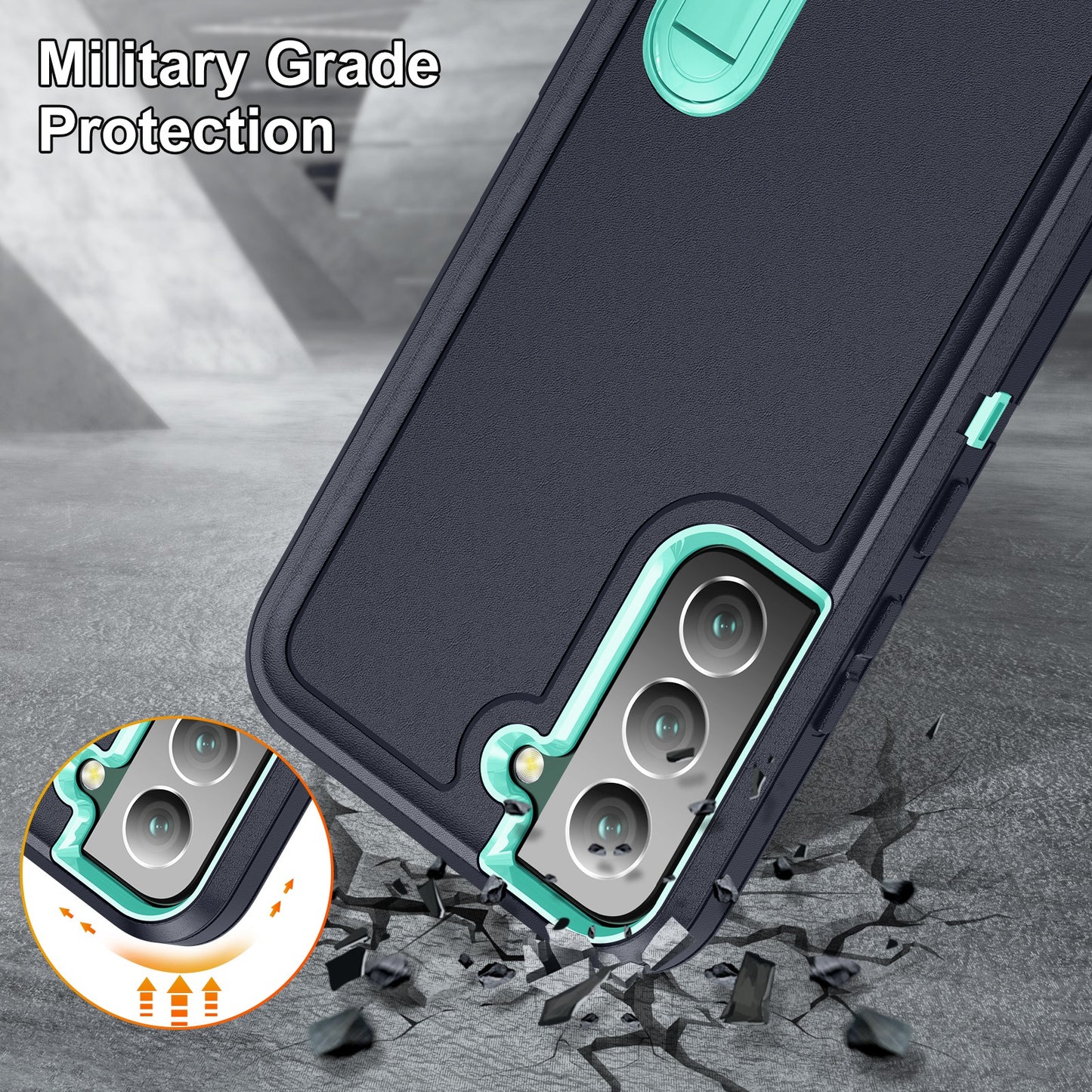 Defender Series Metal Kickstand Phone Case for Samsung Galaxy S22 5G, Drop-resistant PC + TPU Hybrid Cover