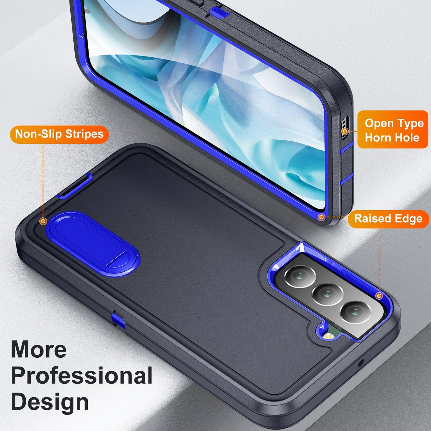 Defender Series Metal Kickstand Phone Case for Samsung Galaxy S22 5G, Drop-resistant PC + TPU Hybrid Cover