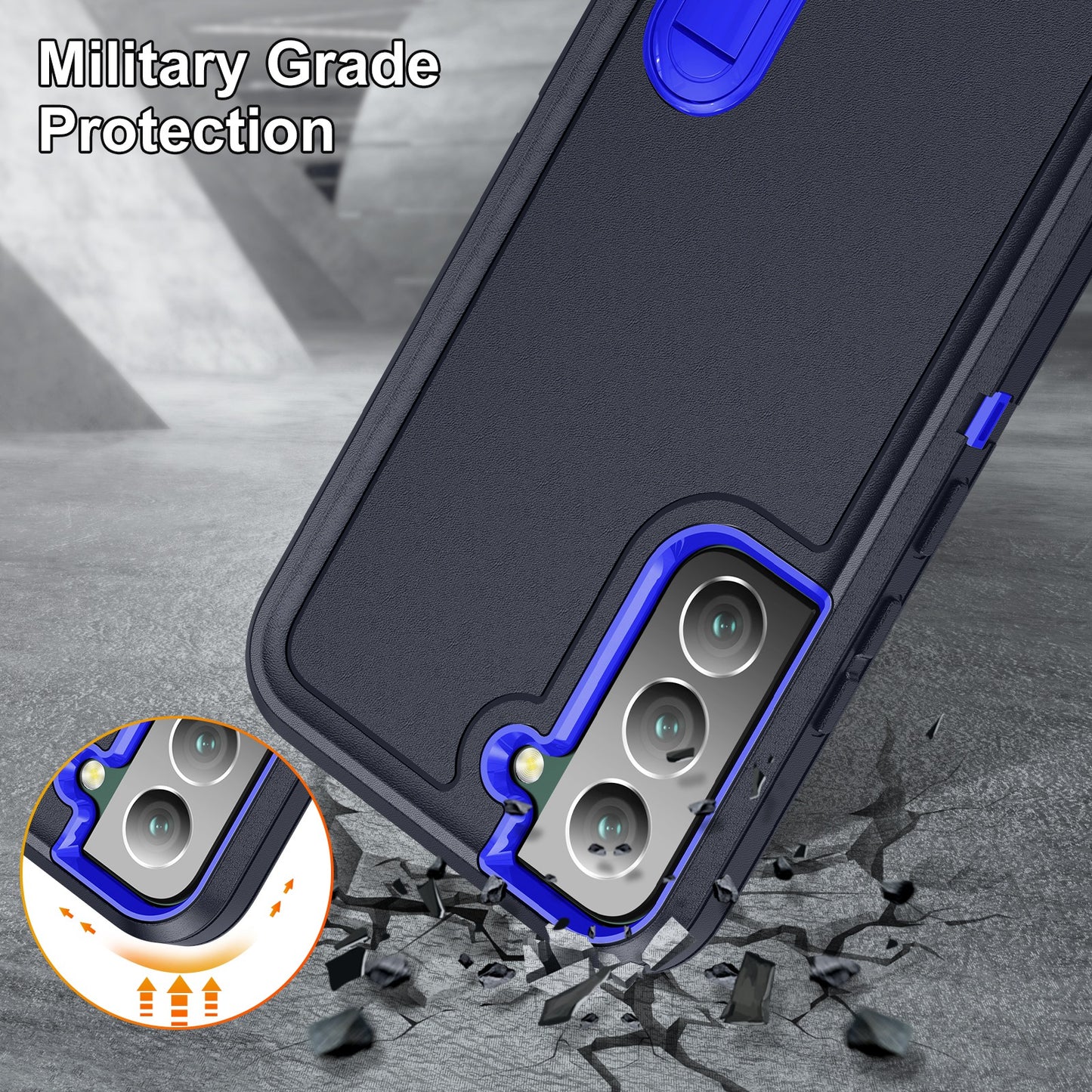 Defender Series Metal Kickstand Phone Case for Samsung Galaxy S22 5G, Drop-resistant PC + TPU Hybrid Cover