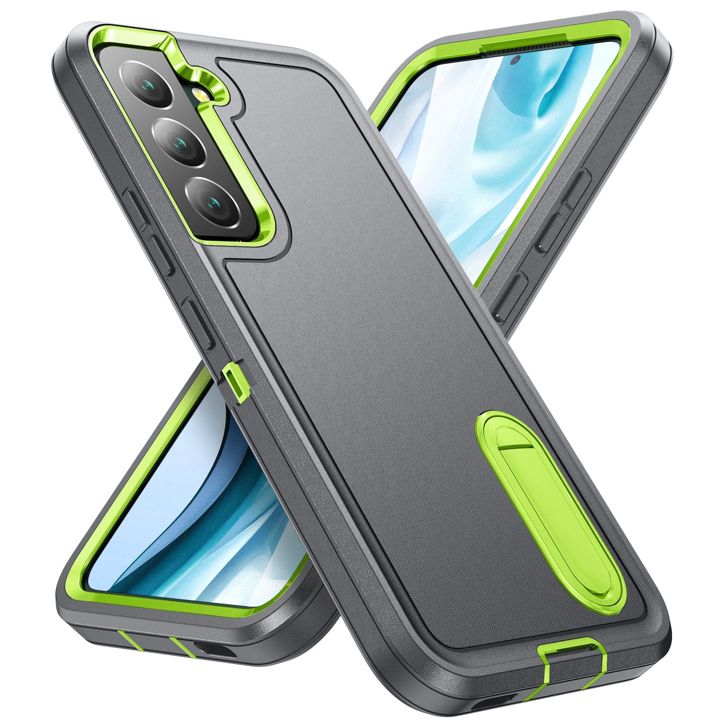 Defender Series Metal Kickstand Phone Case for Samsung Galaxy S22 5G, Drop-resistant PC + TPU Hybrid Cover