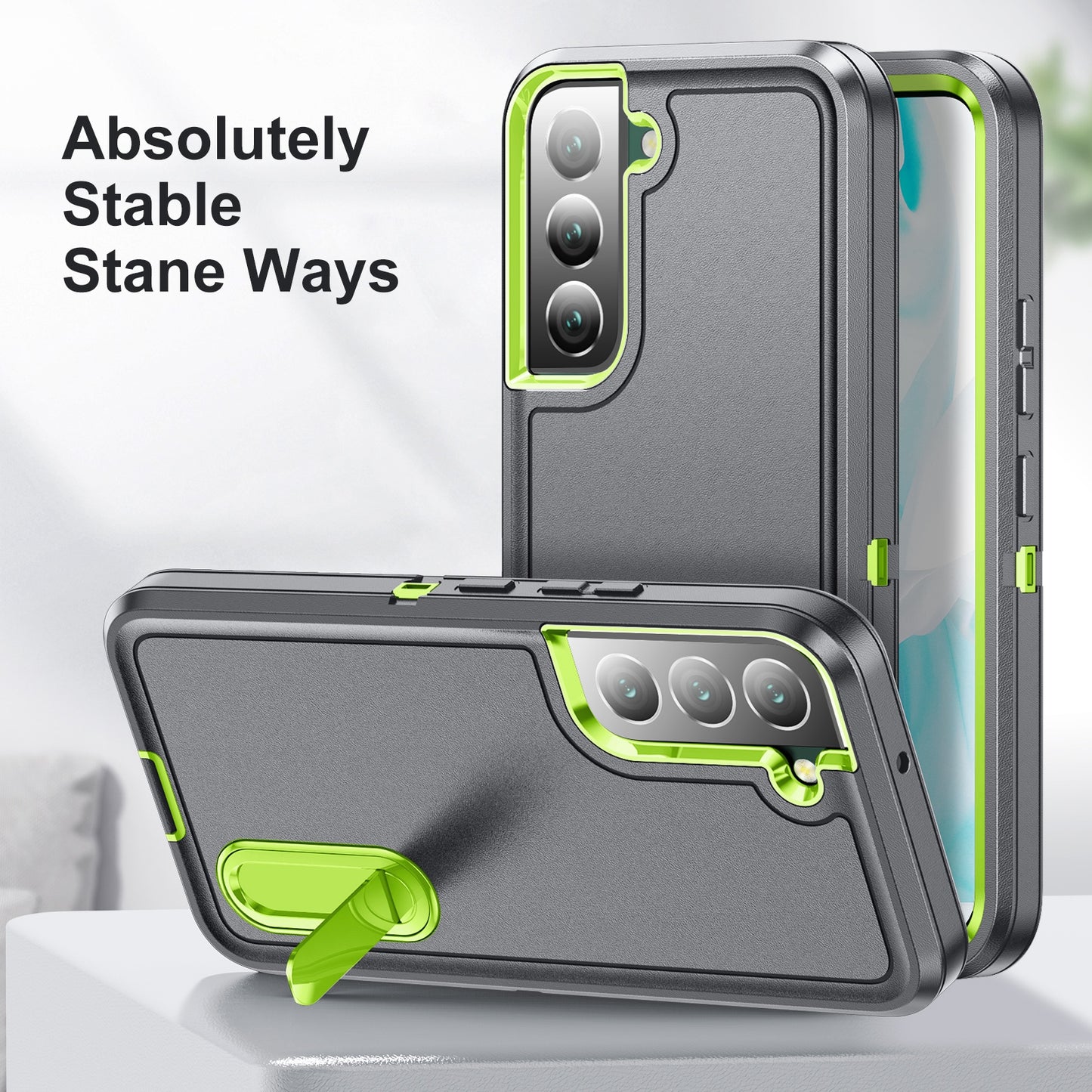 Defender Series Metal Kickstand Phone Case for Samsung Galaxy S22 5G, Drop-resistant PC + TPU Hybrid Cover