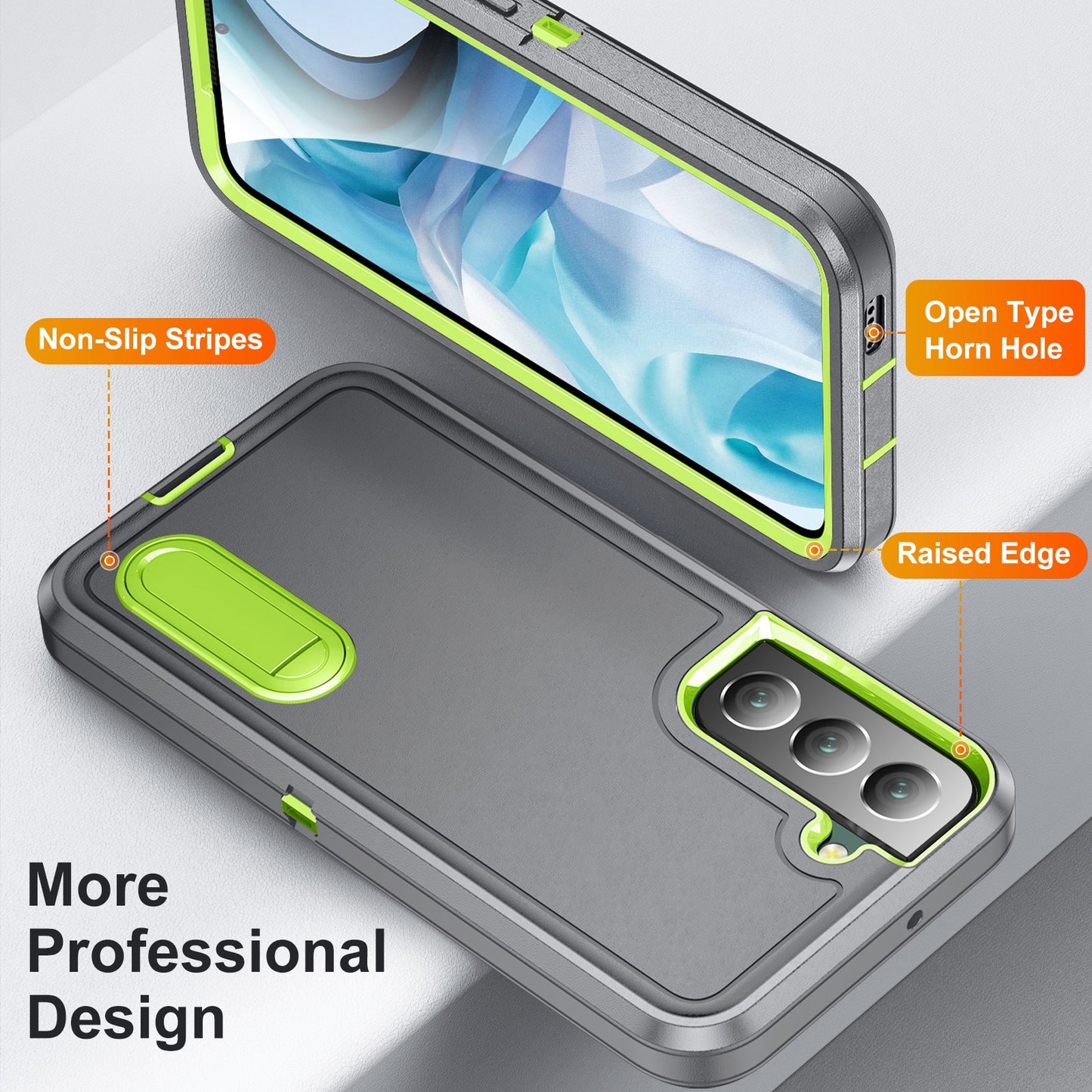 Defender Series Metal Kickstand Phone Case for Samsung Galaxy S22 5G, Drop-resistant PC + TPU Hybrid Cover