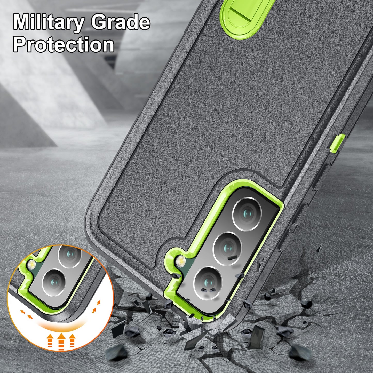 Defender Series Metal Kickstand Phone Case for Samsung Galaxy S22 5G, Drop-resistant PC + TPU Hybrid Cover