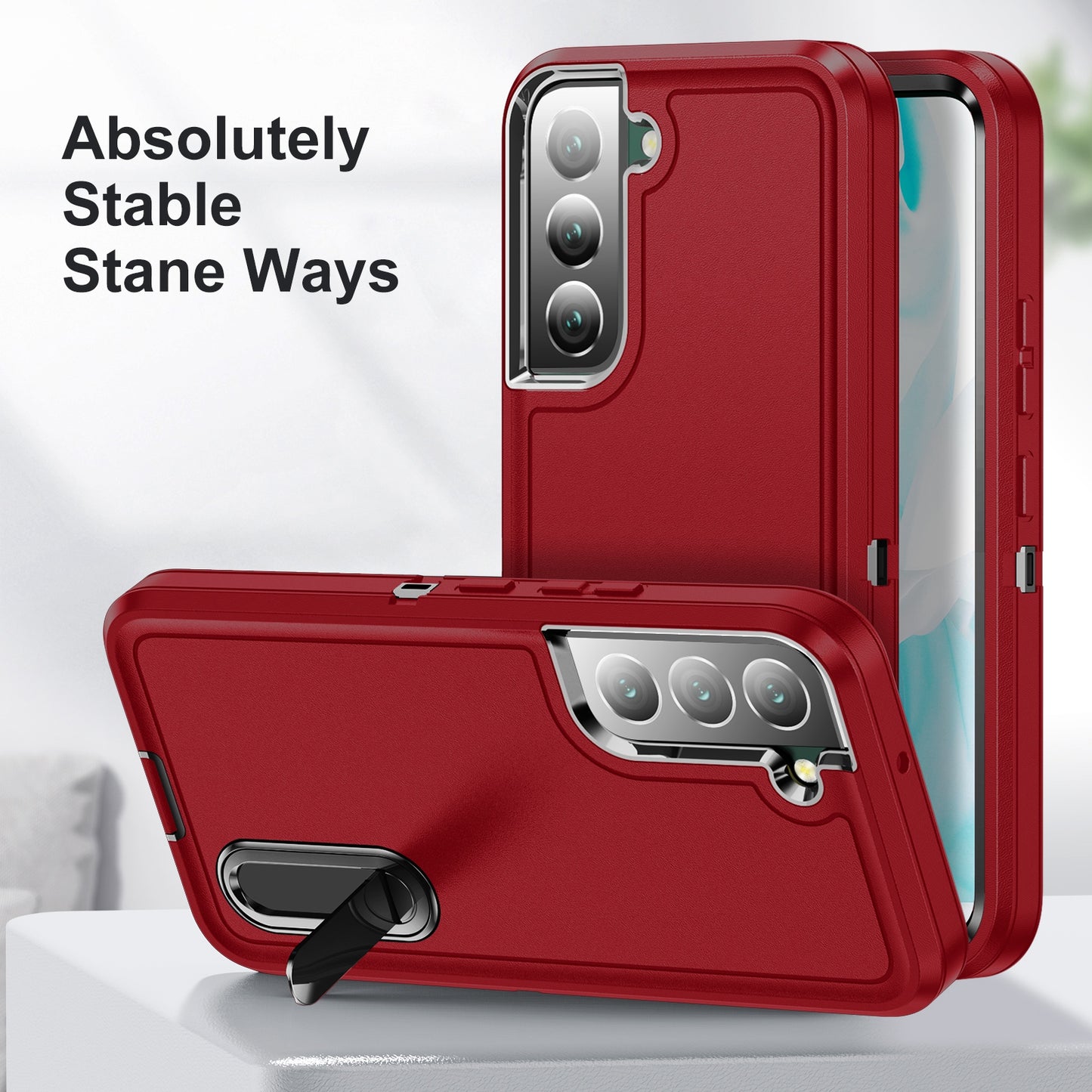 Defender Series Metal Kickstand Phone Case for Samsung Galaxy S22 5G, Drop-resistant PC + TPU Hybrid Cover