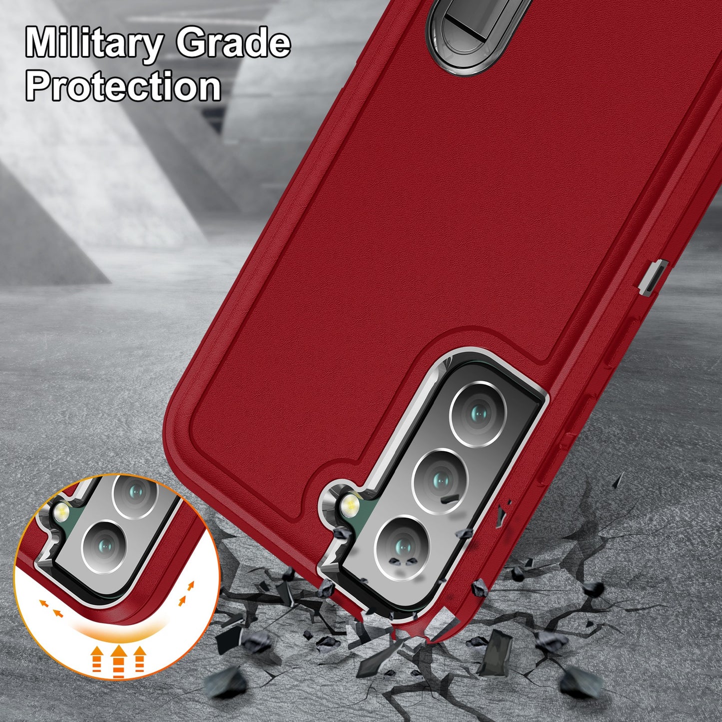 Defender Series Metal Kickstand Phone Case for Samsung Galaxy S22 5G, Drop-resistant PC + TPU Hybrid Cover