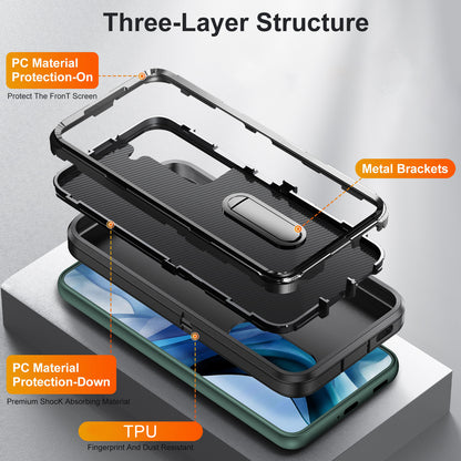 Defender Series Metal Kickstand Phone Case for Samsung Galaxy S22 5G, Drop-resistant PC + TPU Hybrid Cover