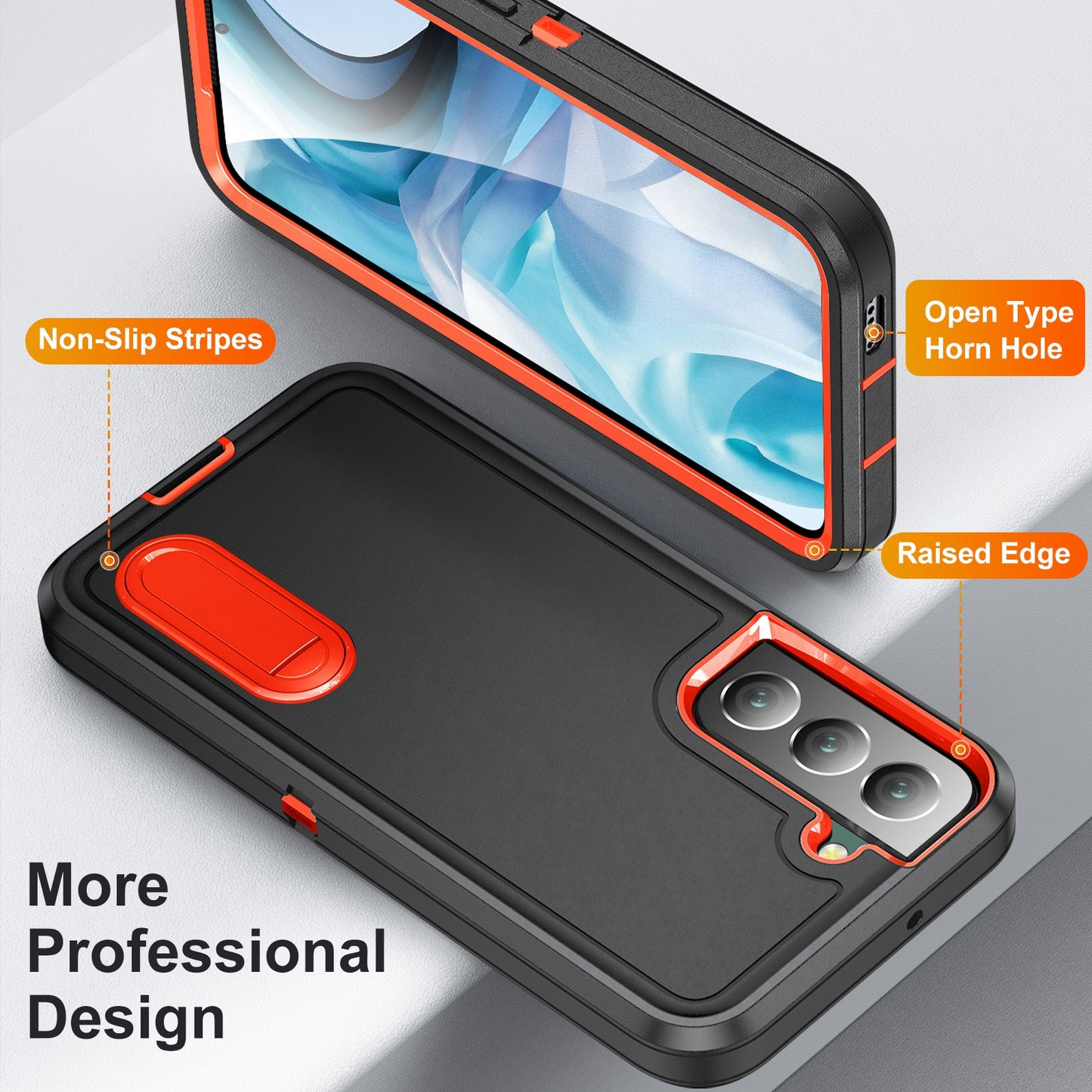 Defender Series Metal Kickstand Phone Case for Samsung Galaxy S22 5G, Drop-resistant PC + TPU Hybrid Cover