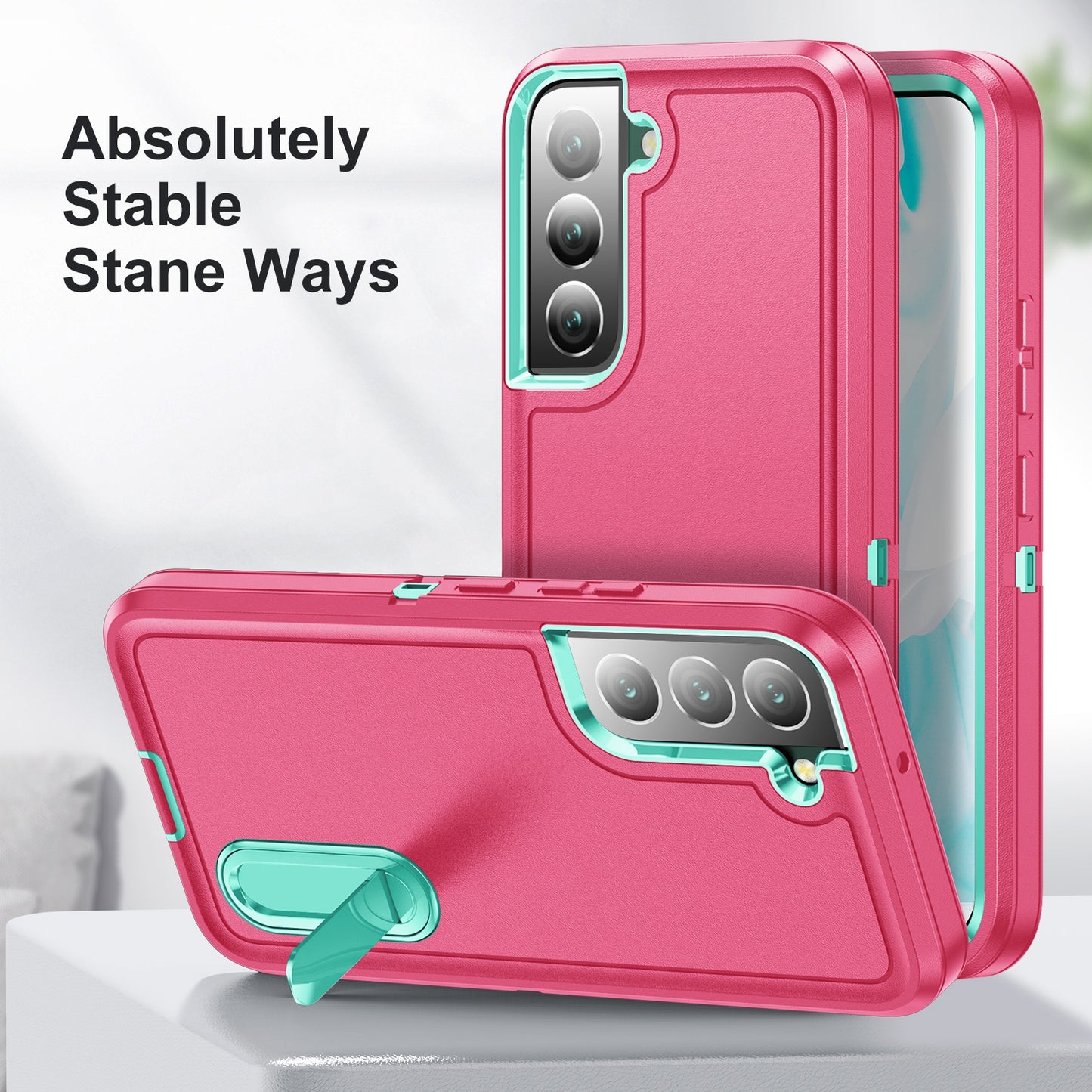 Defender Series Metal Kickstand Phone Case for Samsung Galaxy S22 5G, Drop-resistant PC + TPU Hybrid Cover