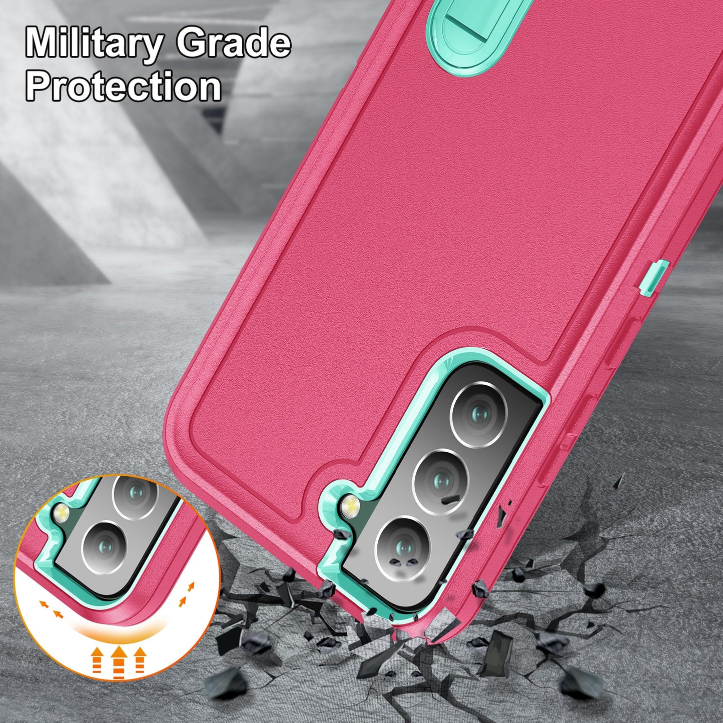 Defender Series Metal Kickstand Phone Case for Samsung Galaxy S22 5G, Drop-resistant PC + TPU Hybrid Cover