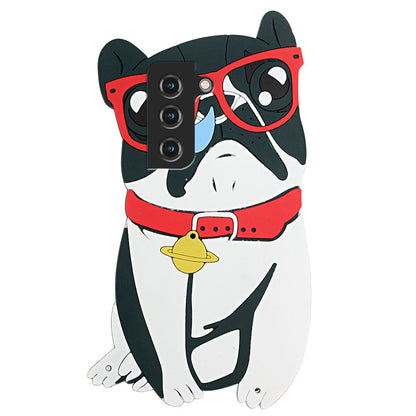 For Samsung Galaxy S22 5G 3D Cartoon Design Shoulder Strap Phone Case Silicone + TPU Hybrid Cover Shell