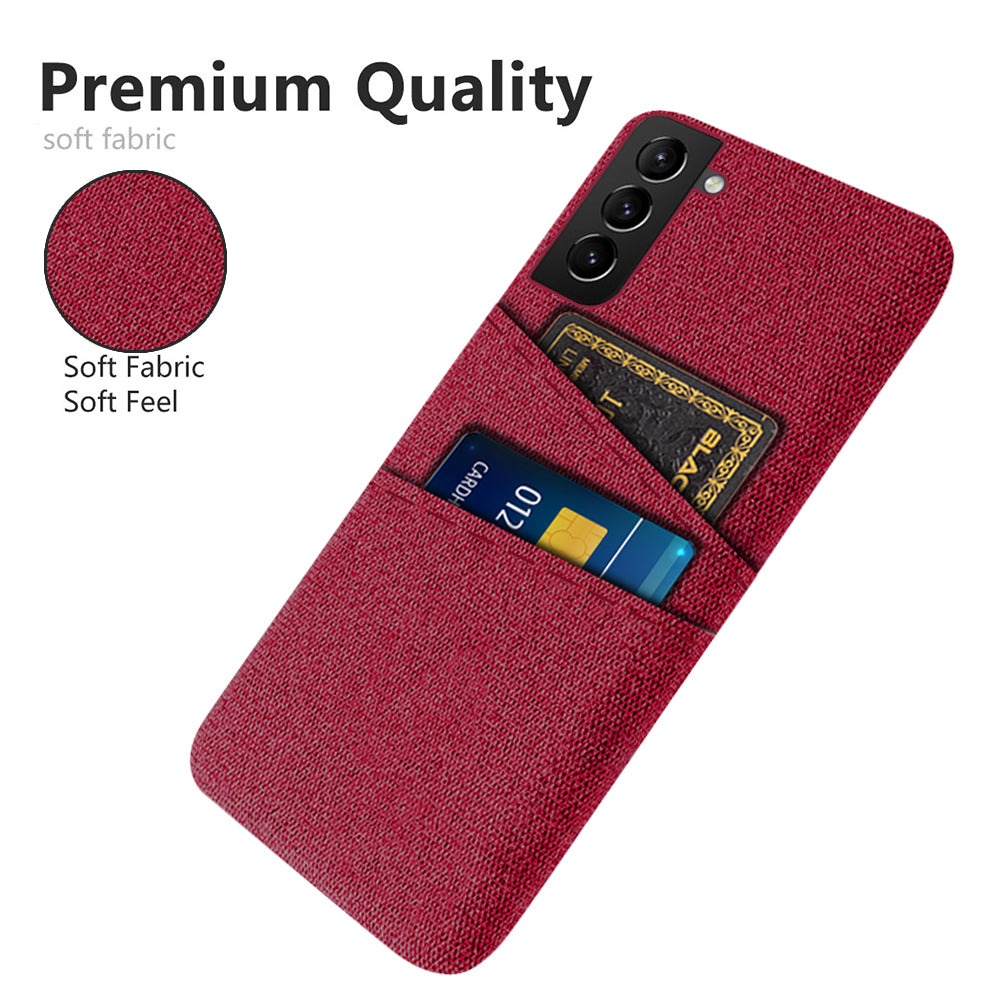 For Samsung Galaxy S22 5G Smartphone Case Cloth Texture Multifunction Dual Card Slots Cloth + PC Phone Back Cover