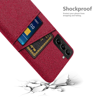 For Samsung Galaxy S22 5G Smartphone Case Cloth Texture Multifunction Dual Card Slots Cloth + PC Phone Back Cover