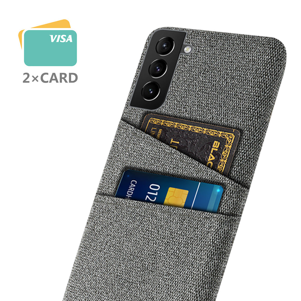 For Samsung Galaxy S22 5G Smartphone Case Cloth Texture Multifunction Dual Card Slots Cloth + PC Phone Back Cover