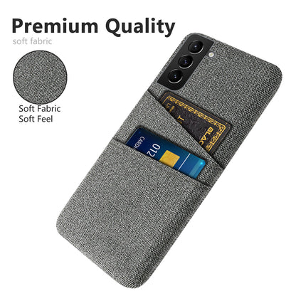 For Samsung Galaxy S22 5G Smartphone Case Cloth Texture Multifunction Dual Card Slots Cloth + PC Phone Back Cover