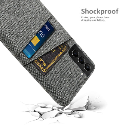 For Samsung Galaxy S22 5G Smartphone Case Cloth Texture Multifunction Dual Card Slots Cloth + PC Phone Back Cover