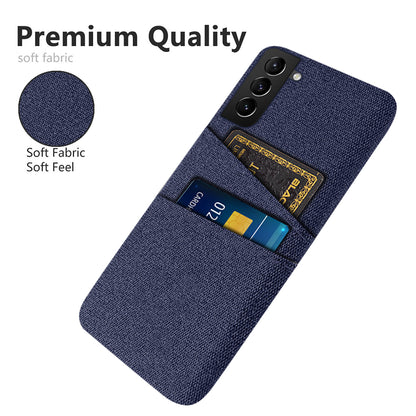 For Samsung Galaxy S22 5G Smartphone Case Cloth Texture Multifunction Dual Card Slots Cloth + PC Phone Back Cover