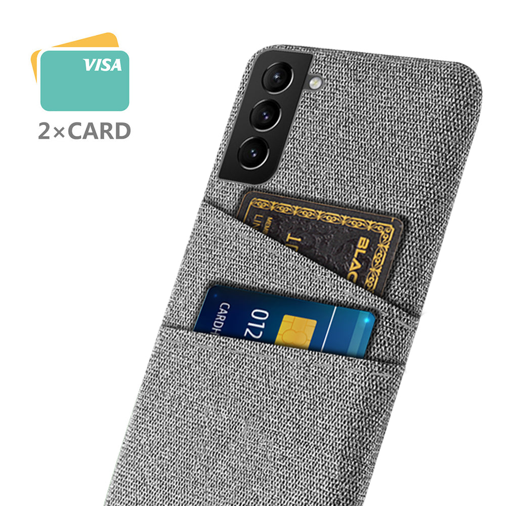 For Samsung Galaxy S22 5G Smartphone Case Cloth Texture Multifunction Dual Card Slots Cloth + PC Phone Back Cover