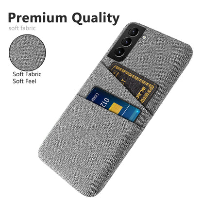 For Samsung Galaxy S22 5G Smartphone Case Cloth Texture Multifunction Dual Card Slots Cloth + PC Phone Back Cover