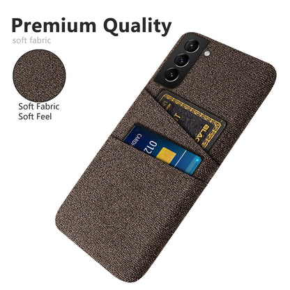 For Samsung Galaxy S22 5G Smartphone Case Cloth Texture Multifunction Dual Card Slots Cloth + PC Phone Back Cover