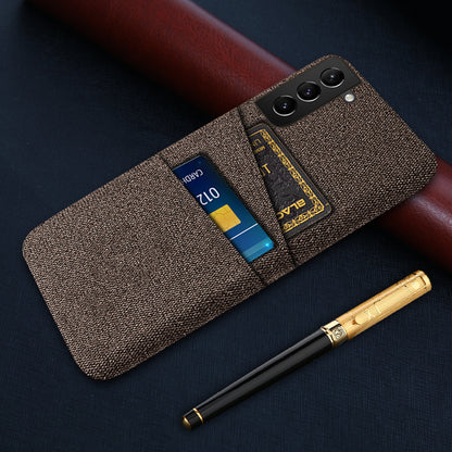 For Samsung Galaxy S22 5G Smartphone Case Cloth Texture Multifunction Dual Card Slots Cloth + PC Phone Back Cover