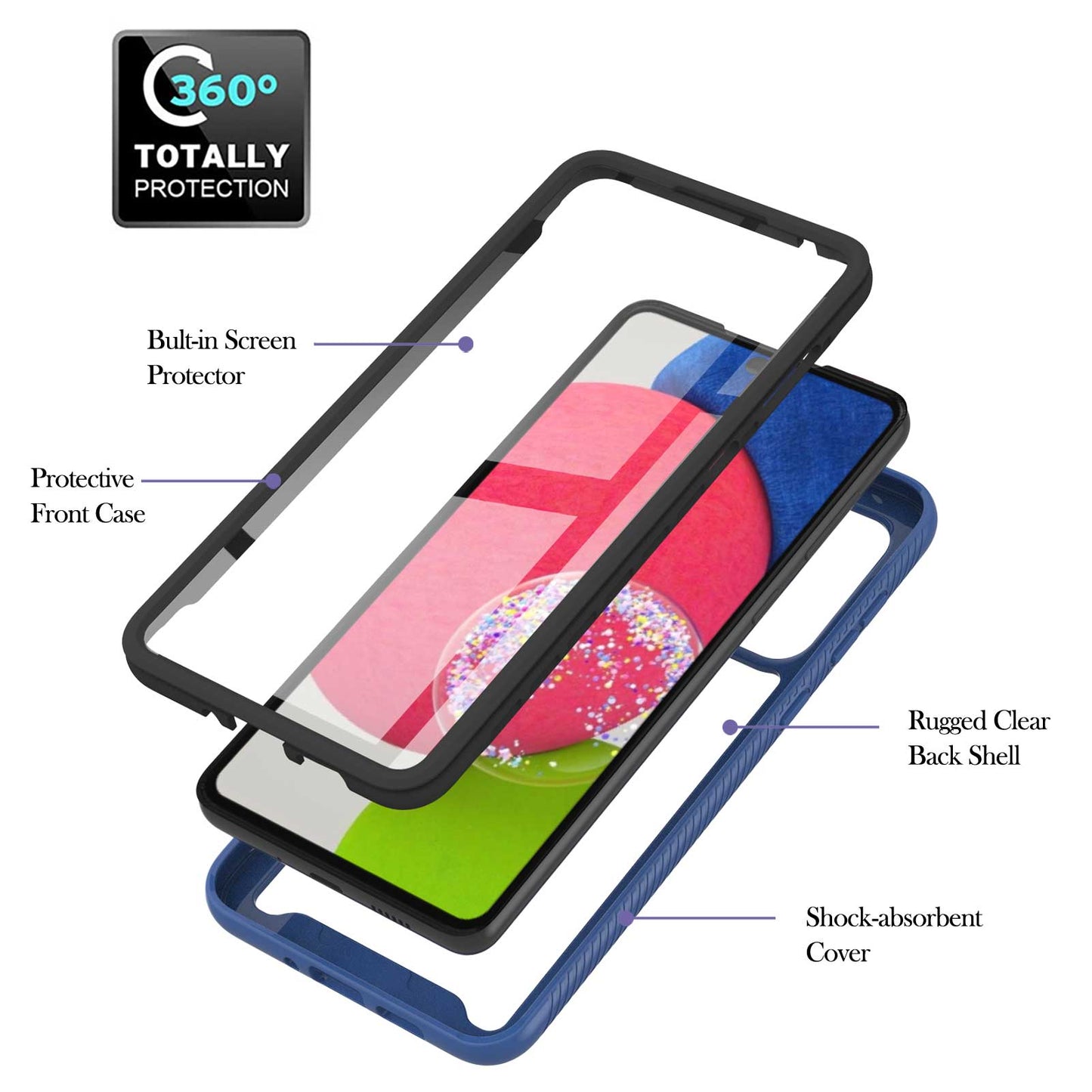 YB PC Series-6 for Samsung Galaxy A73 5G Detachable Phone Case TPU+PC Cover with Built-in PET Screen Protector