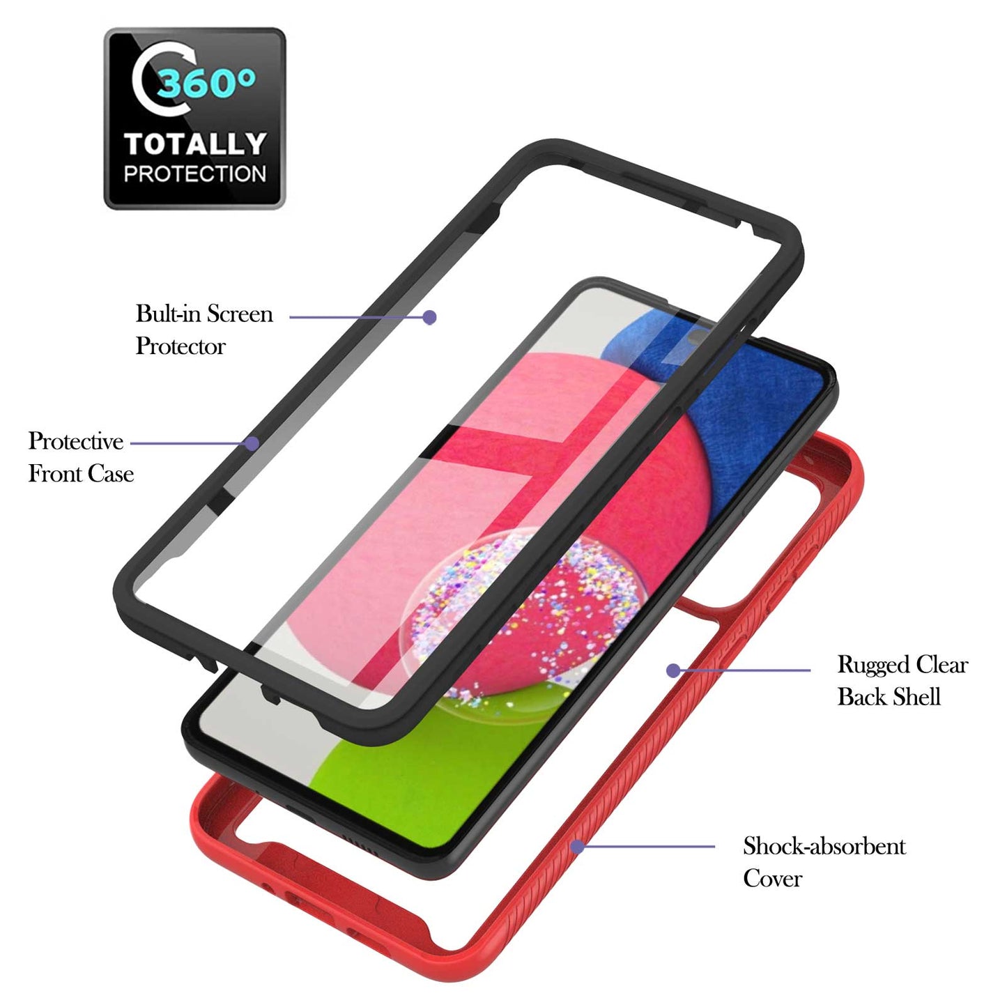 YB PC Series-6 for Samsung Galaxy A73 5G Detachable Phone Case TPU+PC Cover with Built-in PET Screen Protector