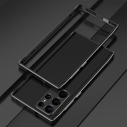 For Samsung Galaxy S22 Ultra 5G Precise Cutout Metal Bumper Case with Camera Lens Cover