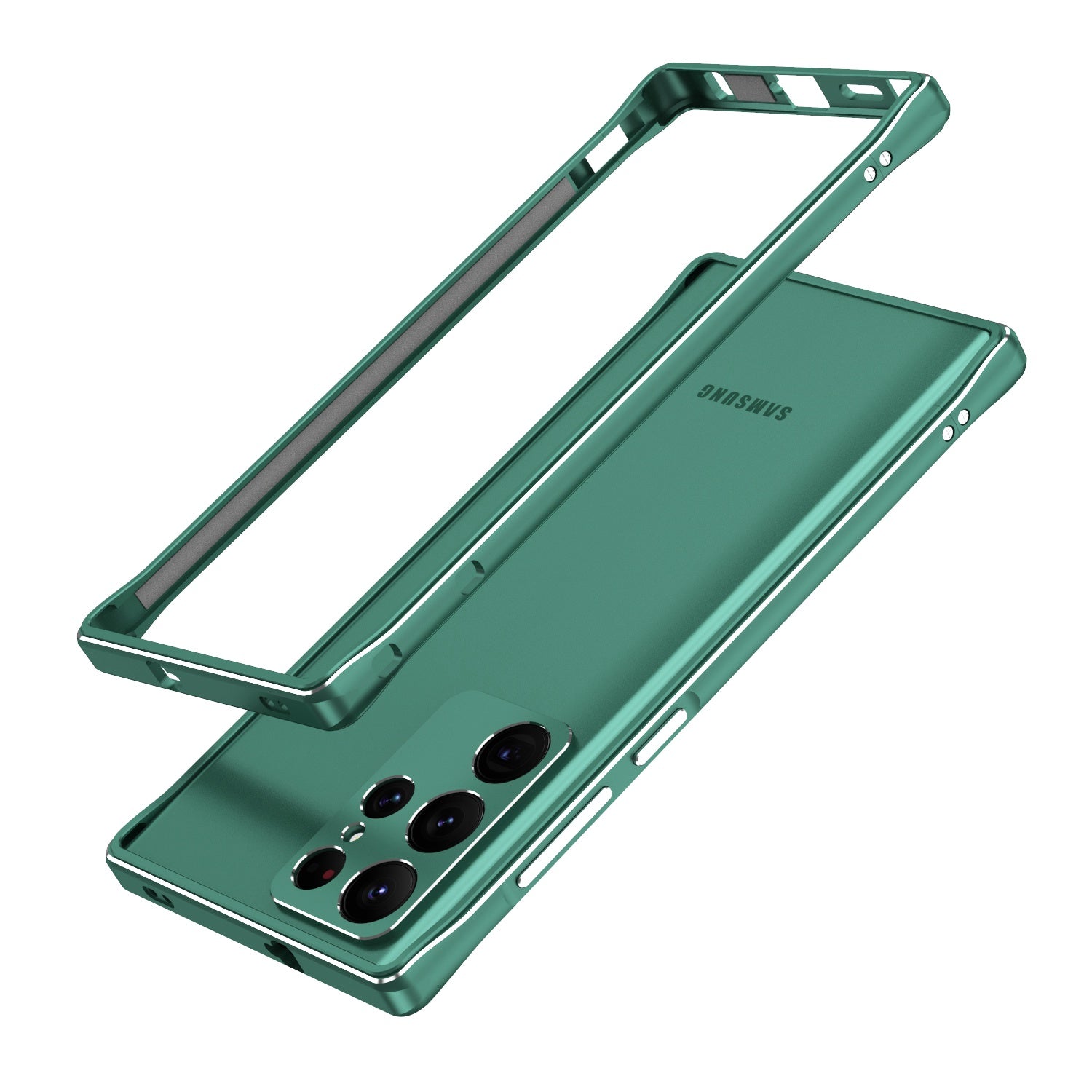 For Samsung Galaxy S22 Ultra 5G Precise Cutout Metal Bumper Case with Camera Lens Cover