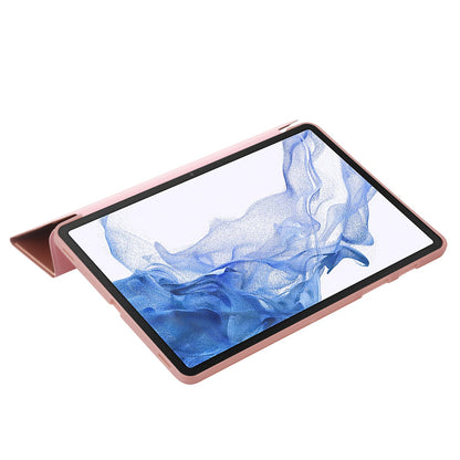 For Samsung Galaxy Tab S8 V-fold Stand Silicone + Leather Tablet Case Auto Wake/Sleep Function Cover