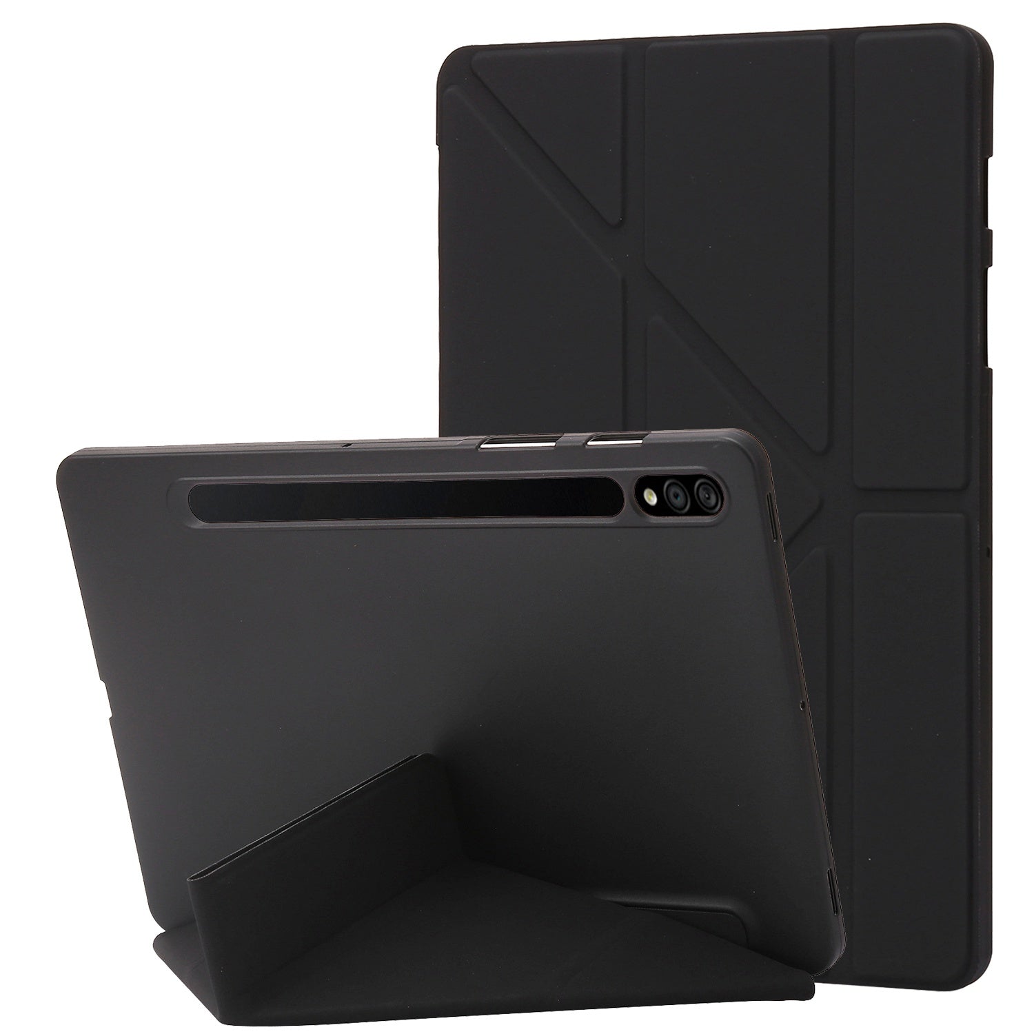 For Samsung Galaxy Tab S8 V-fold Stand Silicone + Leather Tablet Case Auto Wake/Sleep Function Cover