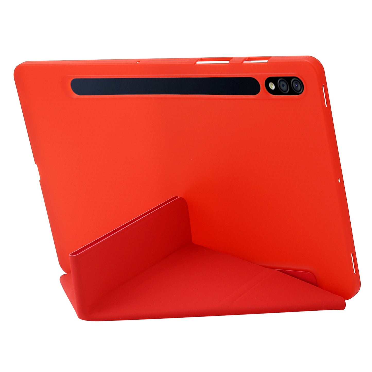 For Samsung Galaxy Tab S8 V-fold Stand Silicone + Leather Tablet Case Auto Wake/Sleep Function Cover