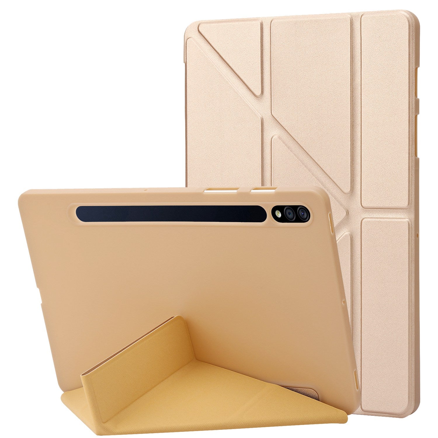 For Samsung Galaxy Tab S8 V-fold Stand Silicone + Leather Tablet Case Auto Wake/Sleep Function Cover