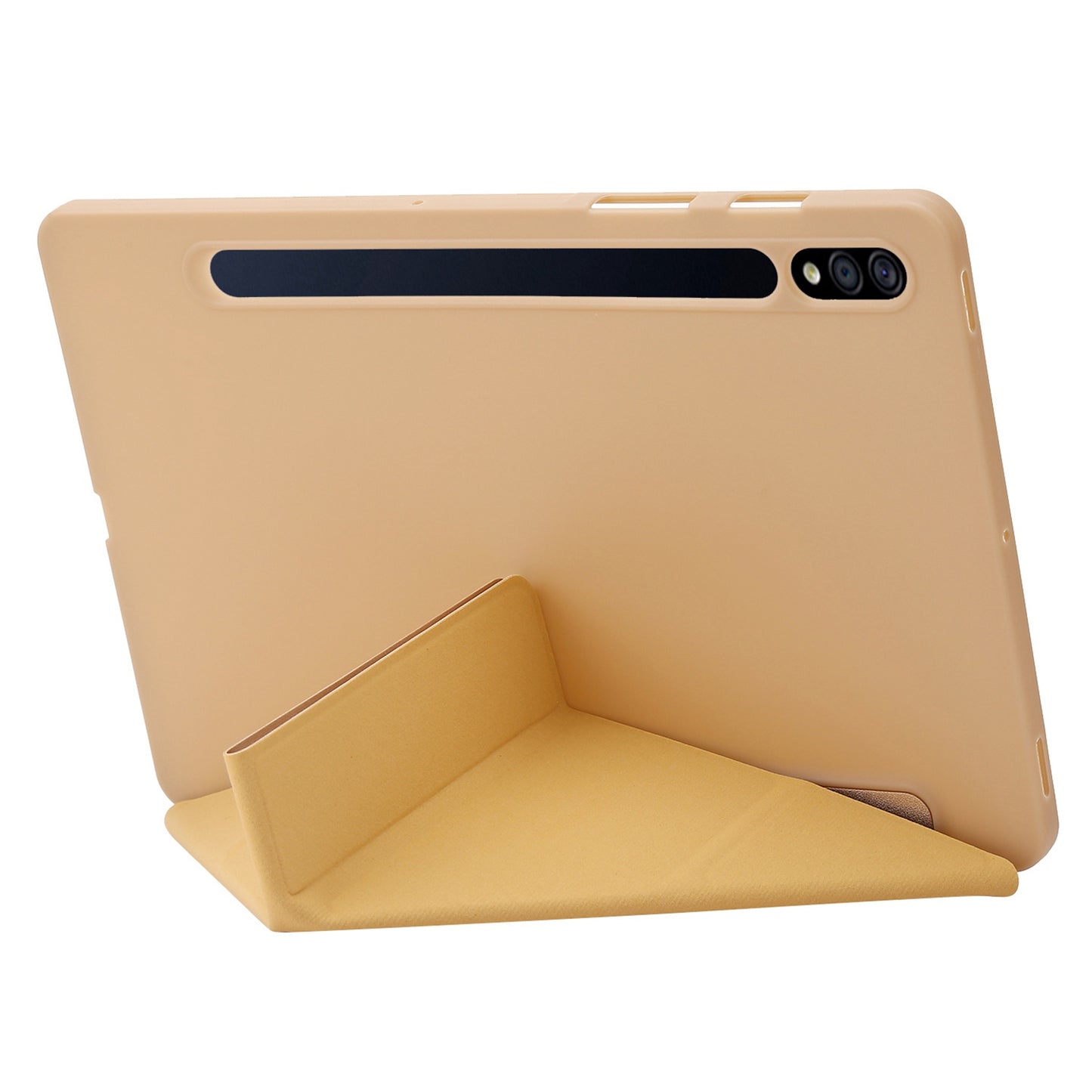 For Samsung Galaxy Tab S8 V-fold Stand Silicone + Leather Tablet Case Auto Wake/Sleep Function Cover