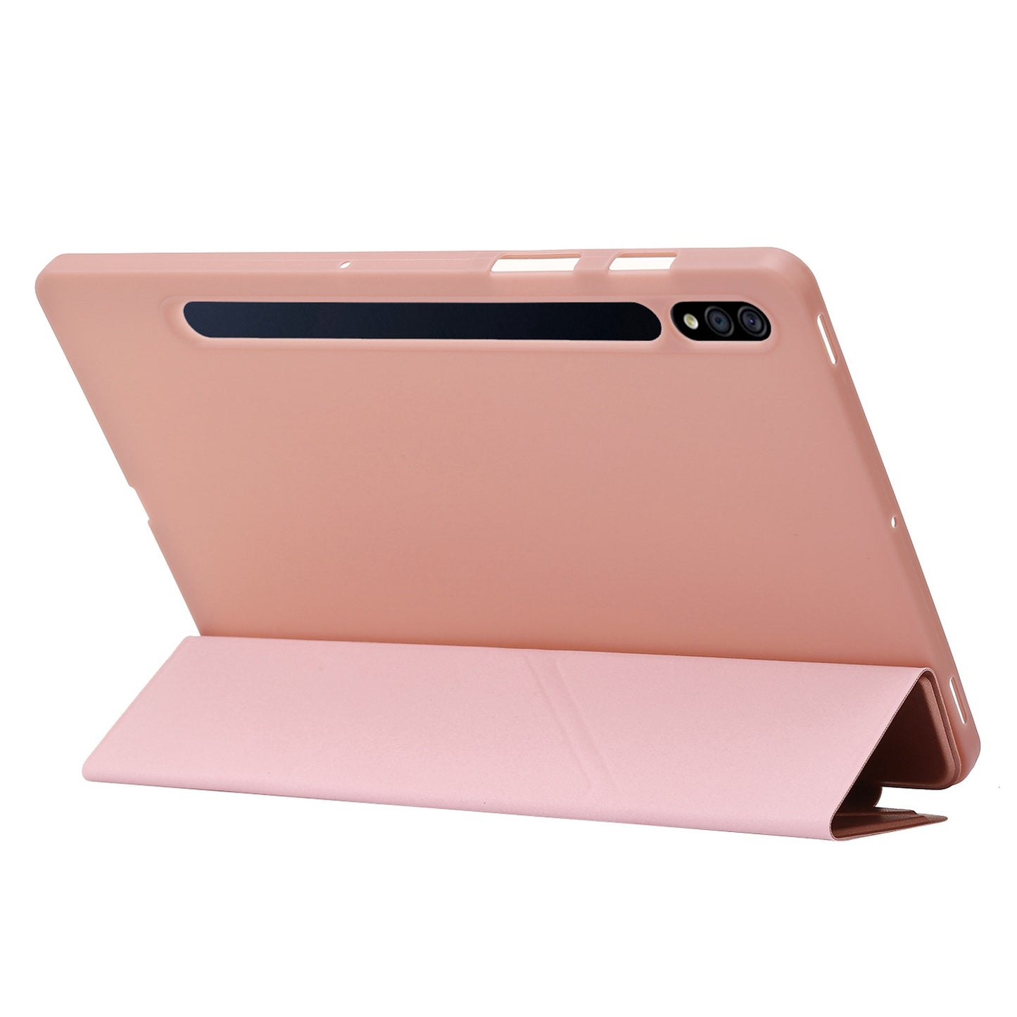 For Samsung Galaxy Tab S8 V-fold Stand Silicone + Leather Tablet Case Auto Wake/Sleep Function Cover