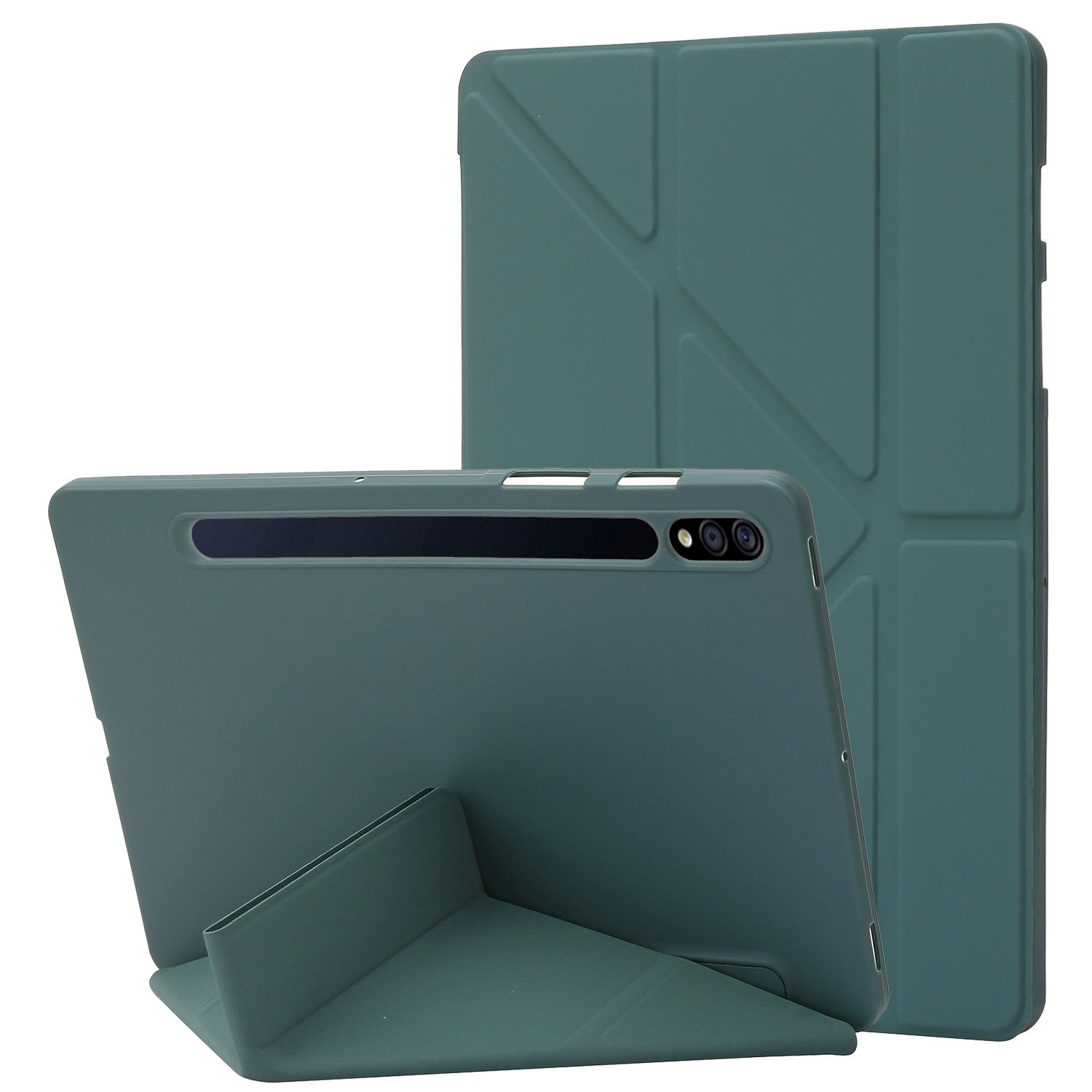 For Samsung Galaxy Tab S8 V-fold Stand Silicone + Leather Tablet Case Auto Wake/Sleep Function Cover