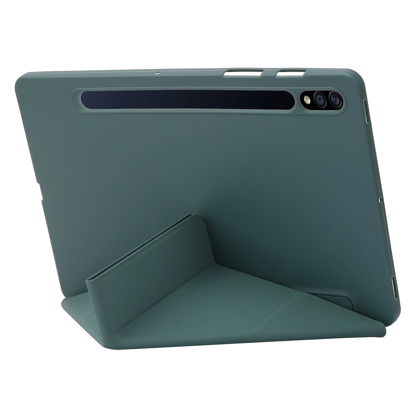 For Samsung Galaxy Tab S8 V-fold Stand Silicone + Leather Tablet Case Auto Wake/Sleep Function Cover