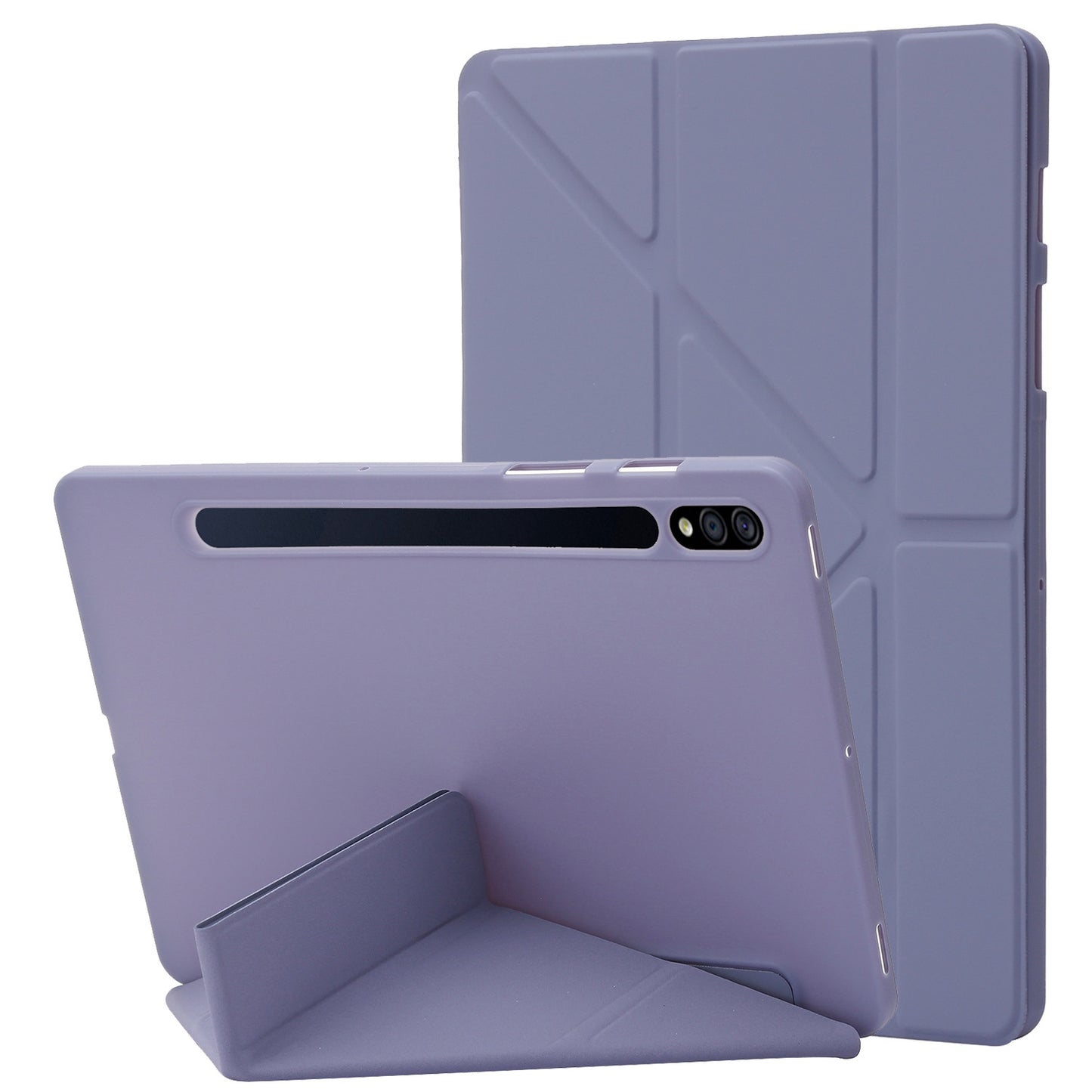 For Samsung Galaxy Tab S8 V-fold Stand Silicone + Leather Tablet Case Auto Wake/Sleep Function Cover