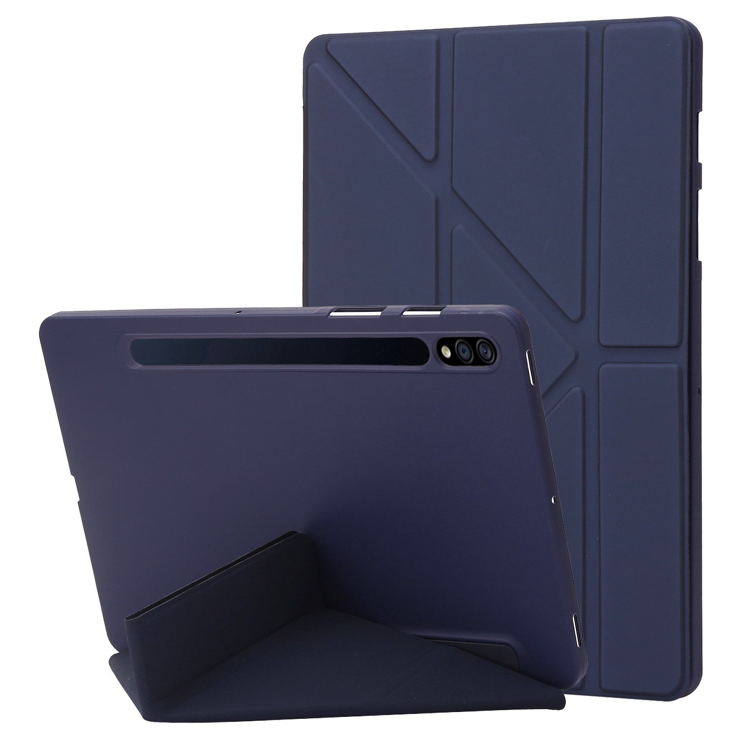 For Samsung Galaxy Tab S8 V-fold Stand Silicone + Leather Tablet Case Auto Wake/Sleep Function Cover