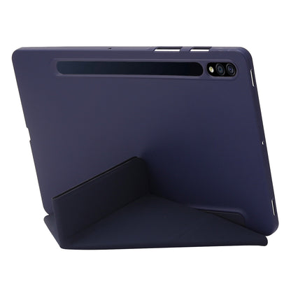 For Samsung Galaxy Tab S8 V-fold Stand Silicone + Leather Tablet Case Auto Wake/Sleep Function Cover