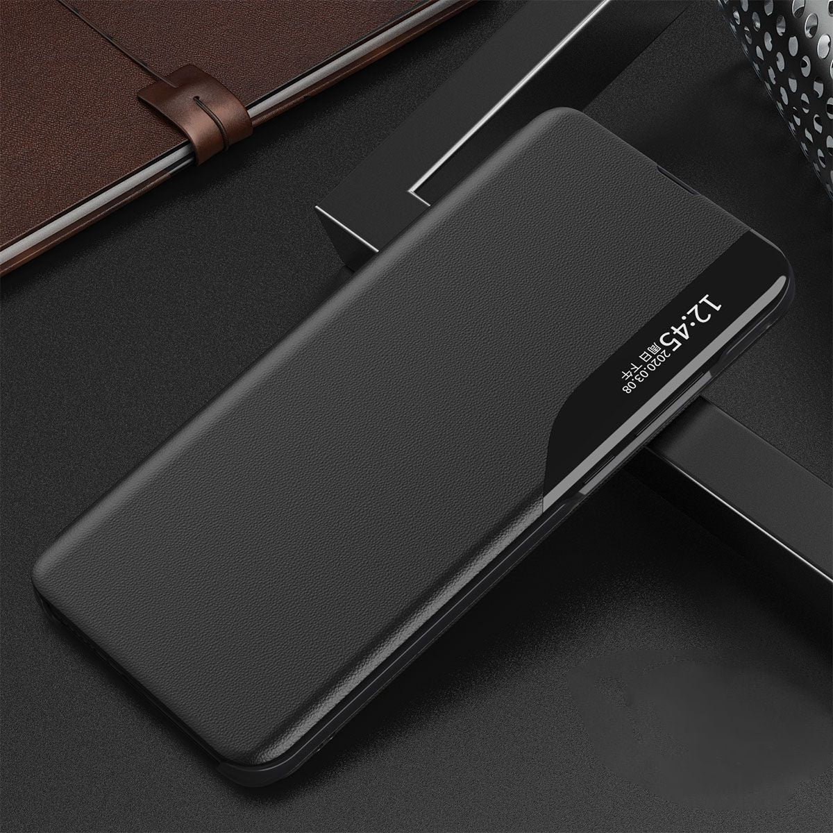 For Samsung Galaxy M23 5G/F23 5G View Window PU Leather Protective Cover Magnetic Absorption Stand Design Phone Case