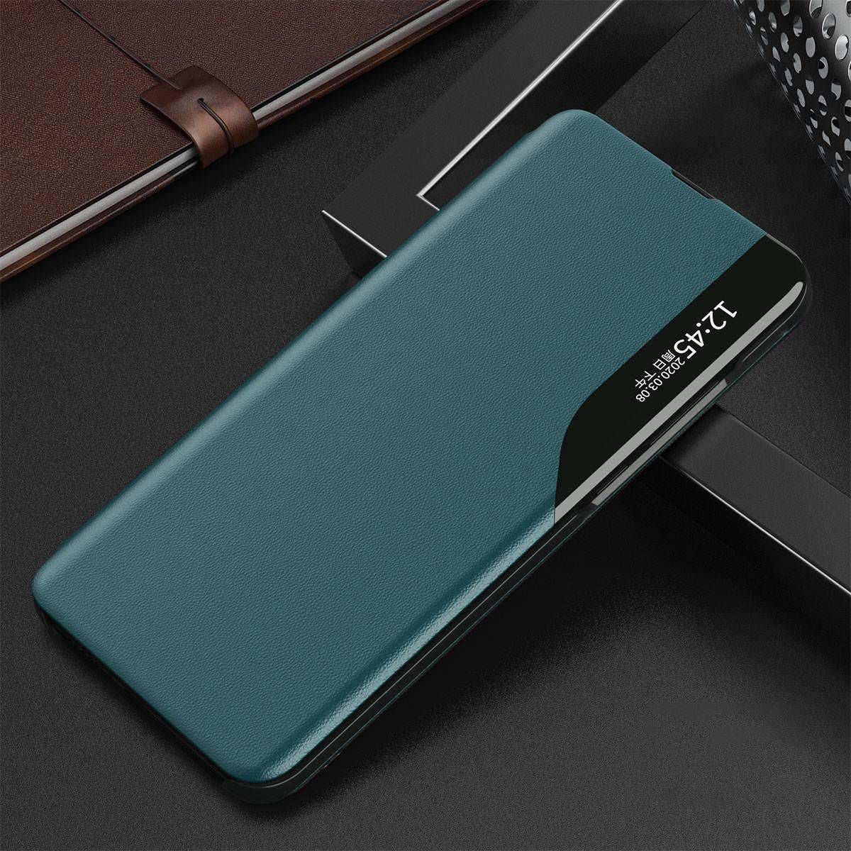 For Samsung Galaxy M23 5G/F23 5G View Window PU Leather Protective Cover Magnetic Absorption Stand Design Phone Case