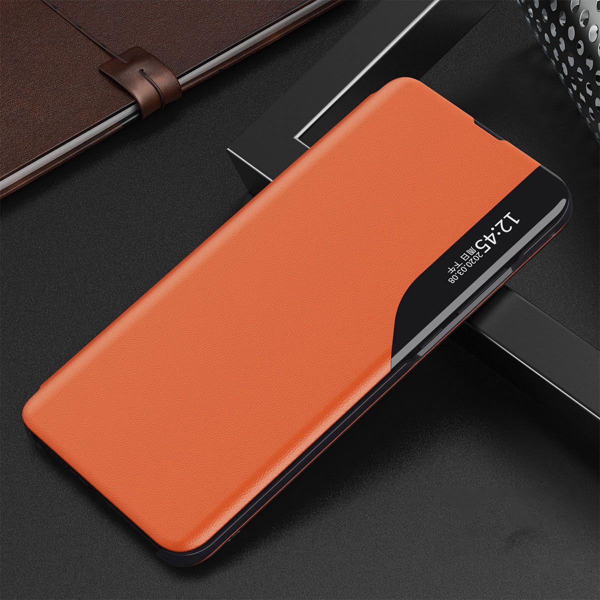 For Samsung Galaxy M23 5G/F23 5G View Window PU Leather Protective Cover Magnetic Absorption Stand Design Phone Case