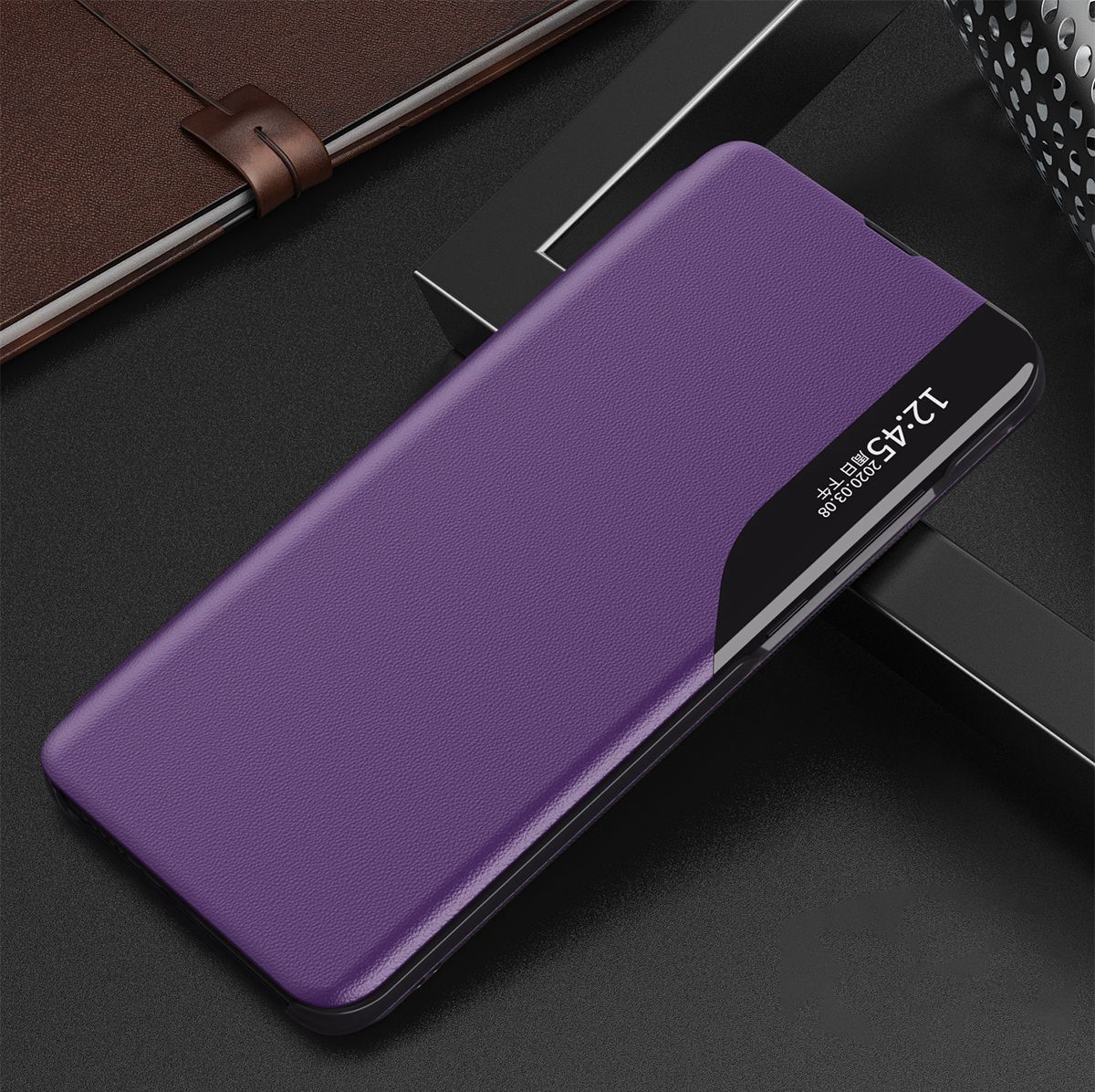 For Samsung Galaxy M23 5G/F23 5G View Window PU Leather Protective Cover Magnetic Absorption Stand Design Phone Case