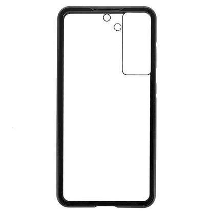 For Samsung Galaxy S21 FE 5G Metal Bumper + Double-sided Tempered Glass Shell 360 Degree Full Body Protection Magnetic Phone Case