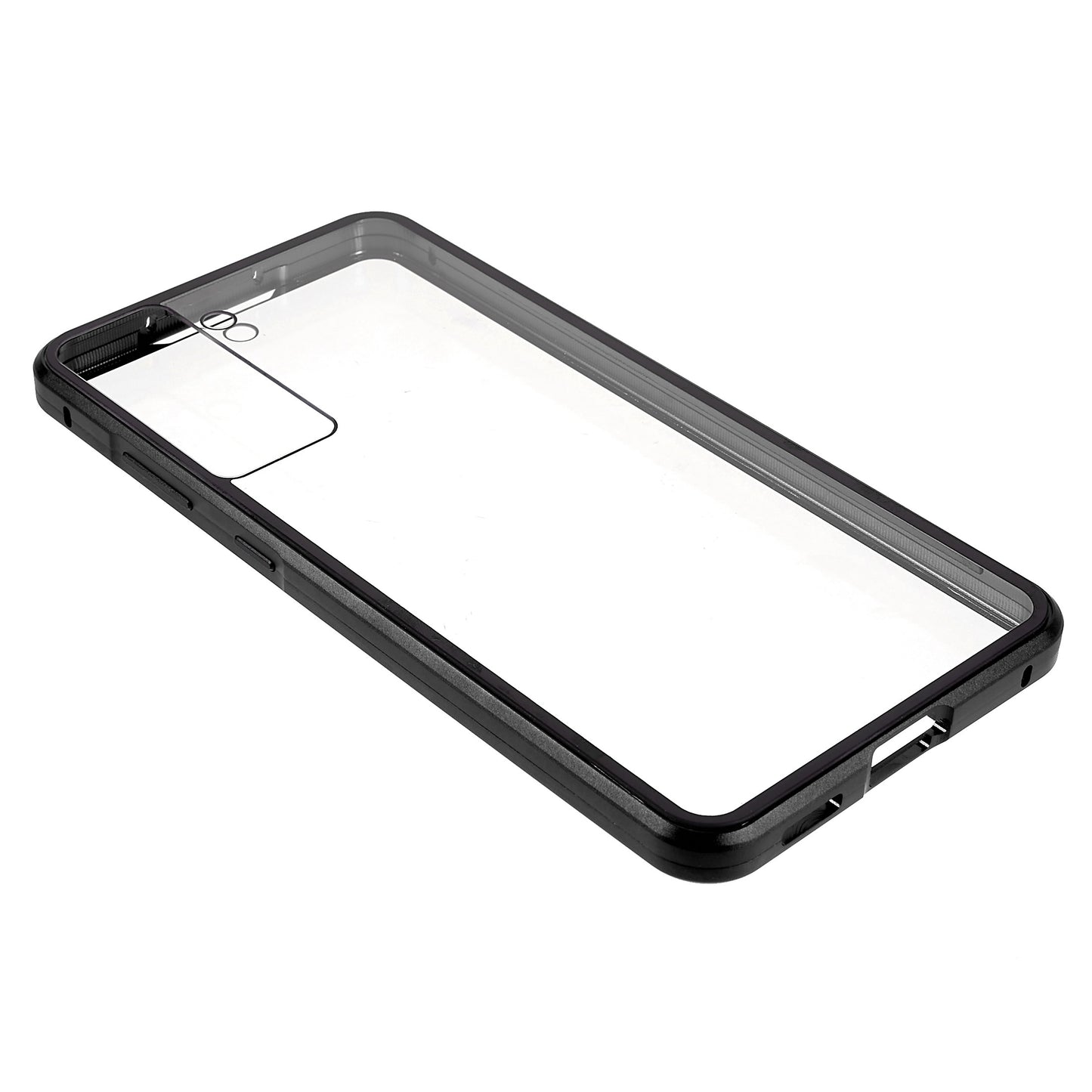 For Samsung Galaxy S21 FE 5G Metal Bumper + Double-sided Tempered Glass Shell 360 Degree Full Body Protection Magnetic Phone Case