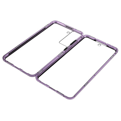 For Samsung Galaxy S21 FE 5G Metal Bumper + Double-sided Tempered Glass Shell 360 Degree Full Body Protection Magnetic Phone Case