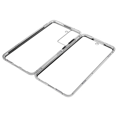 For Samsung Galaxy S21 FE 5G Metal Bumper + Double-sided Tempered Glass Shell 360 Degree Full Body Protection Magnetic Phone Case