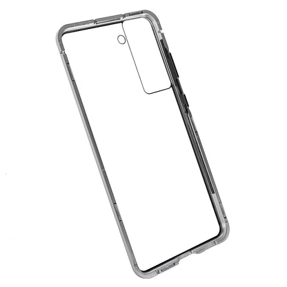 For Samsung Galaxy S21 FE 5G Metal Bumper + Double-sided Tempered Glass Shell 360 Degree Full Body Protection Magnetic Phone Case